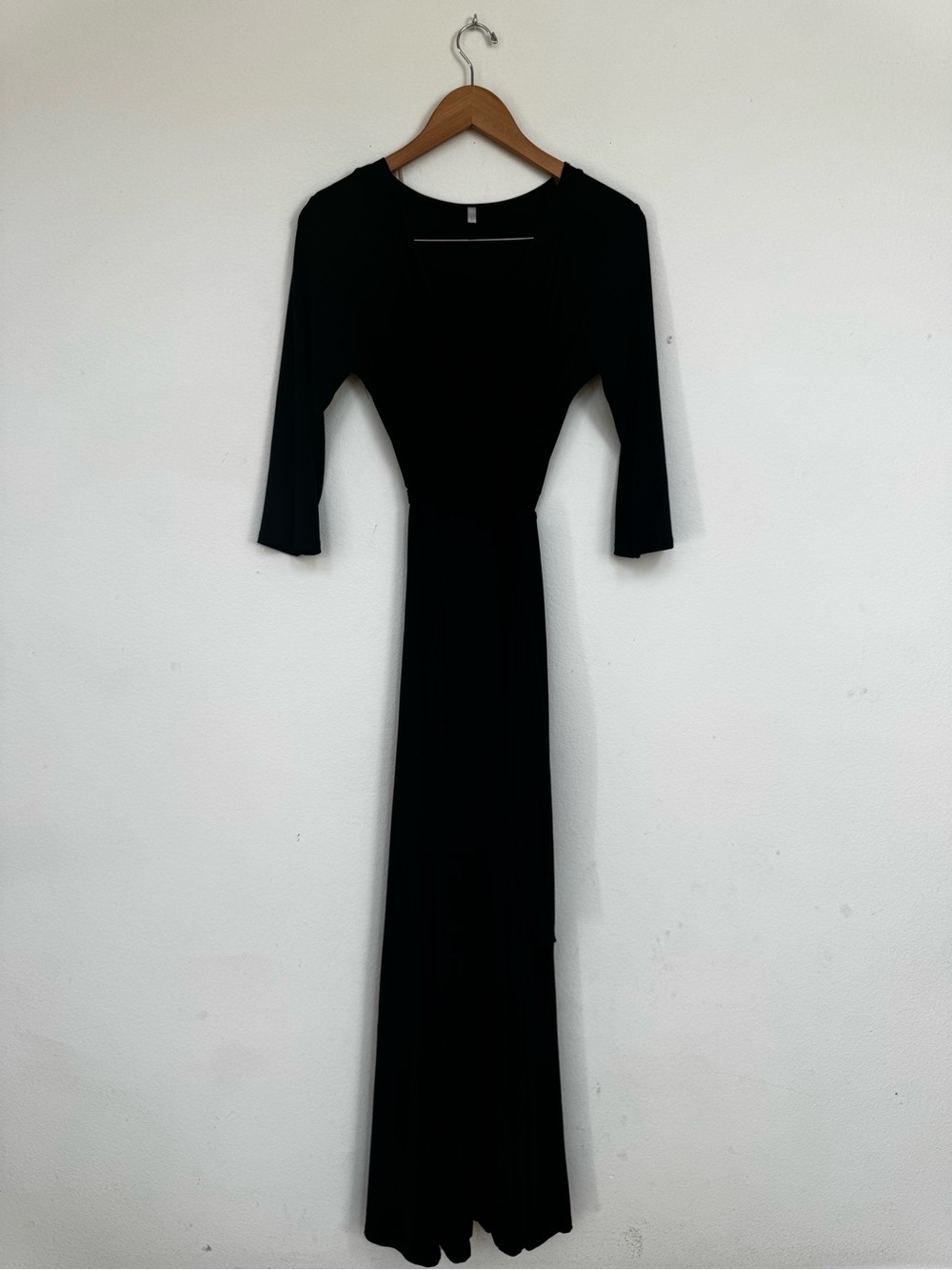 Pinkblush Black Maxi Dress with Three-Quarter Sleeves